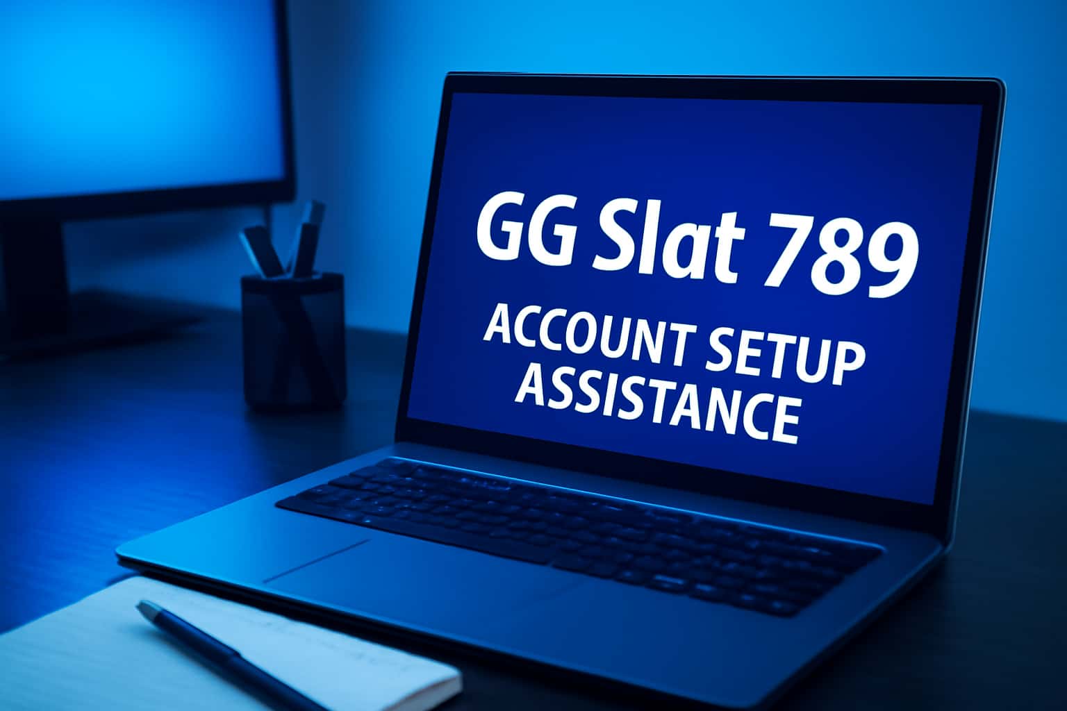 A futuristic representation of GG Slot 789 account setup assistance with technological accents.