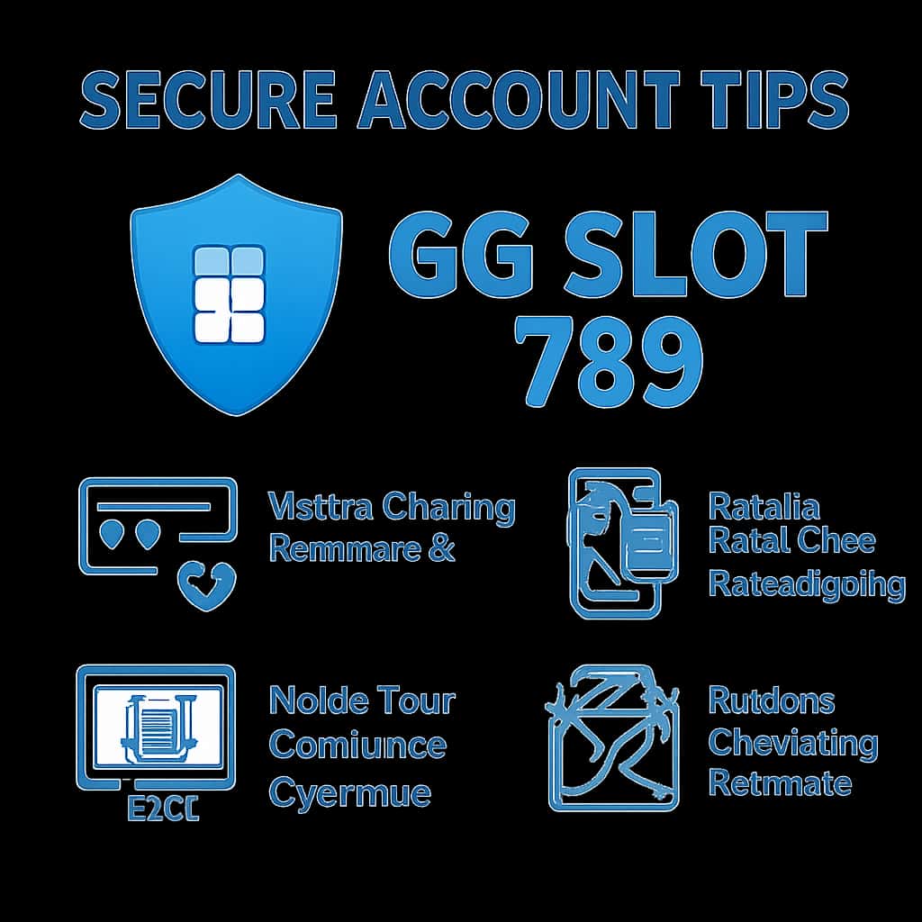 An educational illustration detailing security tips for GG Slot 789 accounts.